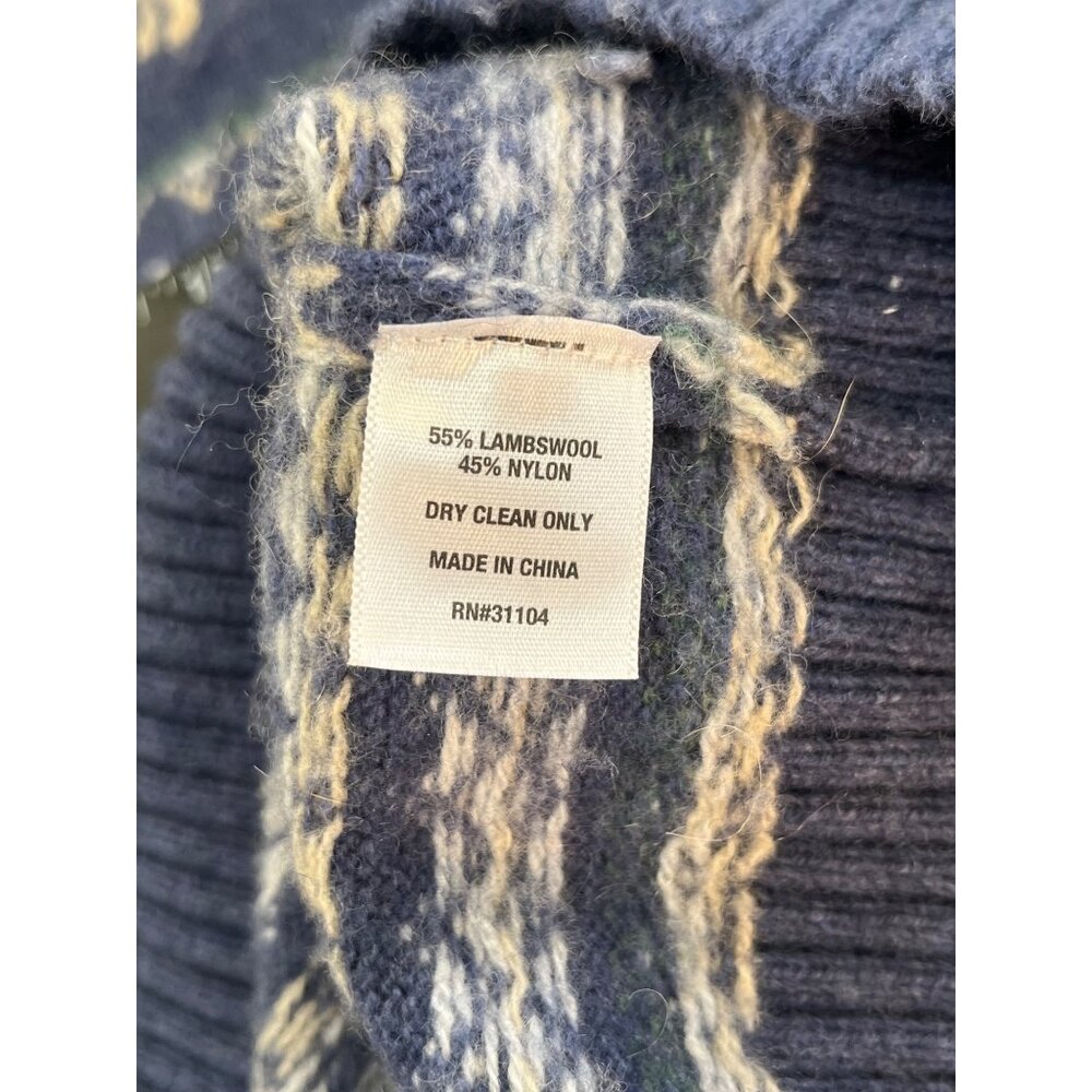 Crown & Ivy Hound Fair Isle Lambswool Sweater Mens S Blue Crew Neck - Picture 5 of 8